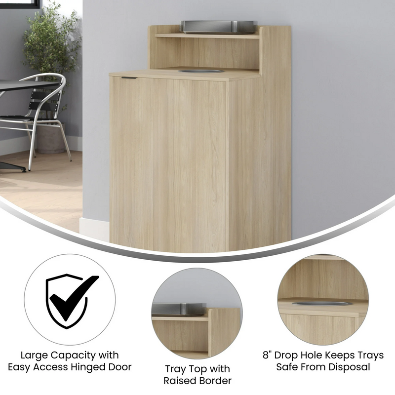 Trash Cabinet with Upper Tray Shelf 